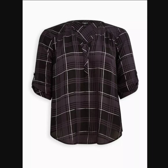 New Torrid 6X Harper 3/4 Sleeve Pullover Blouse - Black, Grey, Metallic - Picture 3 of 7